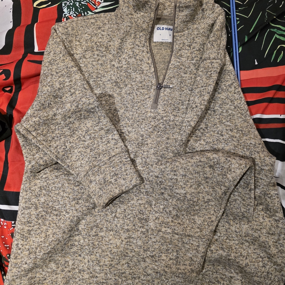 Old Navy Men's Heathered Brown Zip-Up Sweater